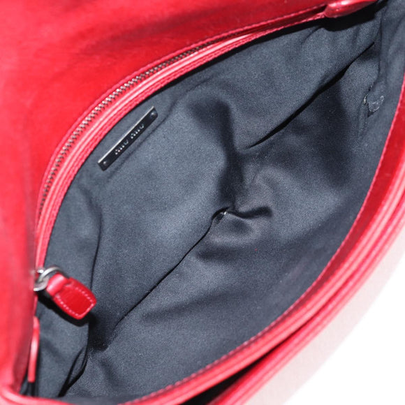 Miu Miu Chain Shoulder Bag Leather Red Auth 118770V