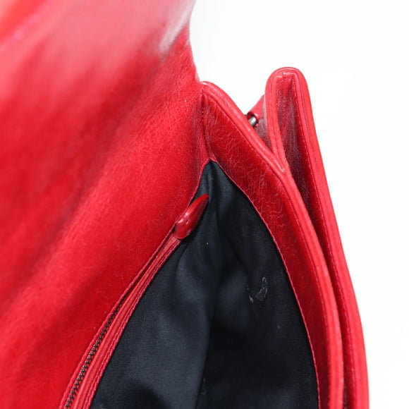 Miu Miu Chain Shoulder Bag Leather Red Auth 118770V