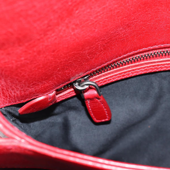 Miu Miu Chain Shoulder Bag Leather Red Auth 118770V