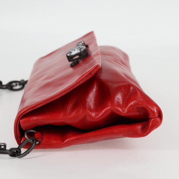 Miu Miu Chain Shoulder Bag Leather Red Auth 118770V