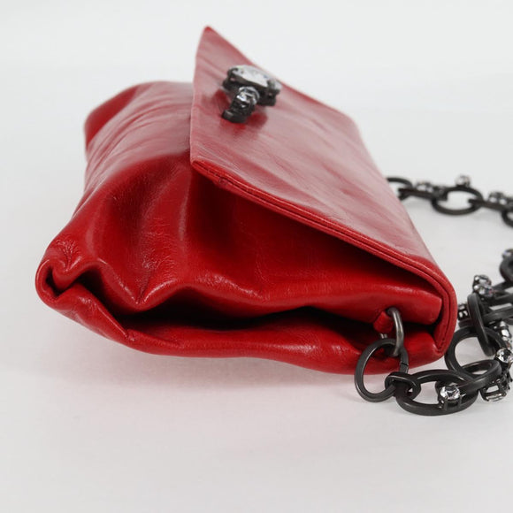 Miu Miu Chain Shoulder Bag Leather Red Auth 118770V