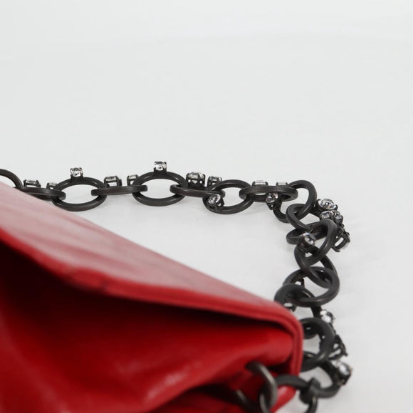 Miu Miu Chain Shoulder Bag Leather Red Auth 118770V