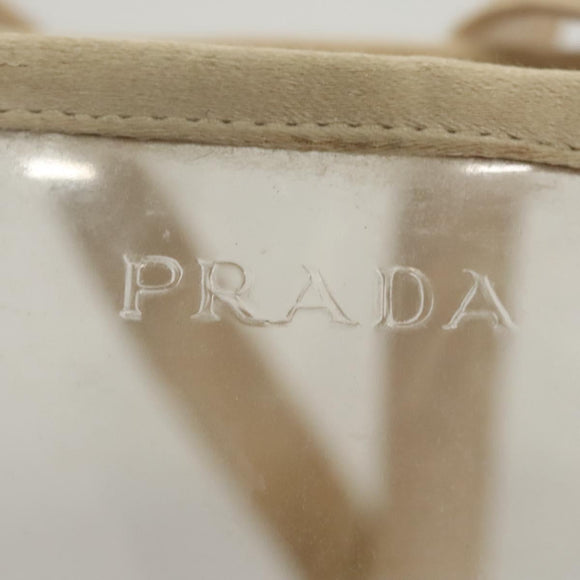PRADA Hand Bag Vinyl Clear Beige Auth 118773