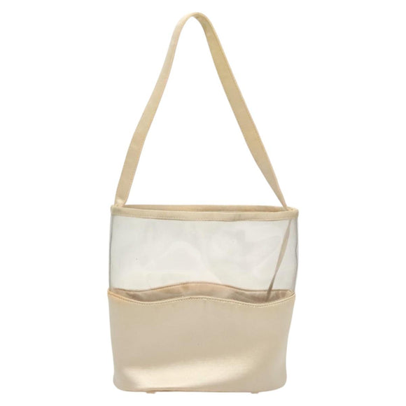 PRADA Hand Bag Vinyl Clear Beige Auth 118773