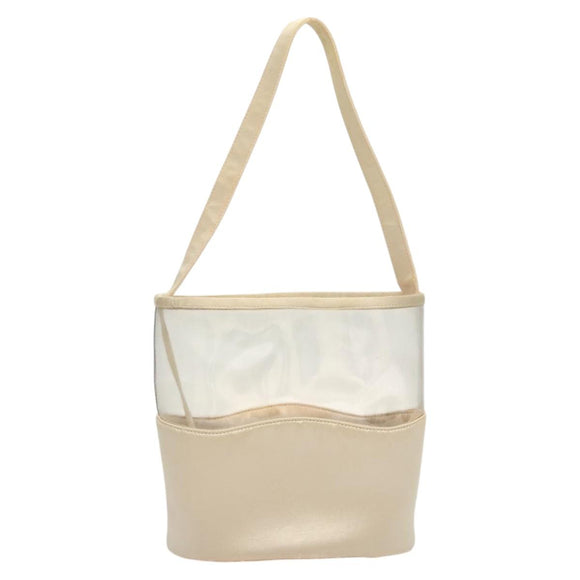 PRADA Hand Bag Vinyl Clear Beige Auth 118773