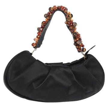 Salvatore Ferragamo Hand Bag Satin Black Auth 118774V