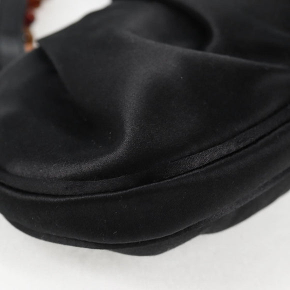 Salvatore Ferragamo Hand Bag Satin Black Auth 118774V