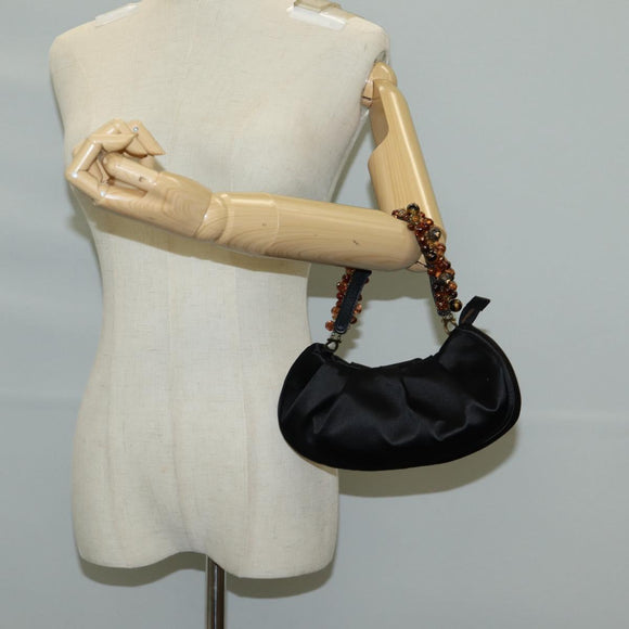 Salvatore Ferragamo Hand Bag Satin Black Auth 118774V