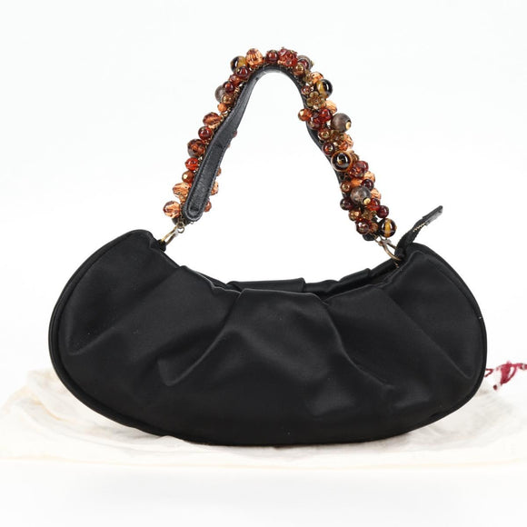 Salvatore Ferragamo Hand Bag Satin Black Auth 118774V