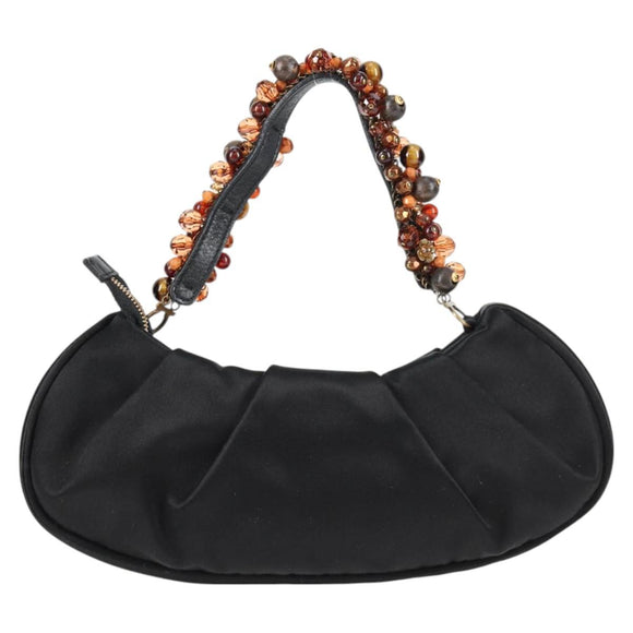 Salvatore Ferragamo Hand Bag Satin Black Auth 118774V