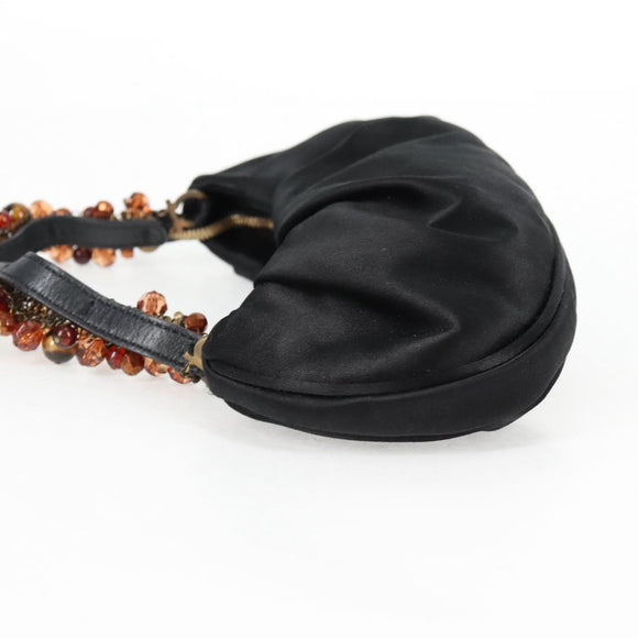 Salvatore Ferragamo Hand Bag Satin Black Auth 118774V