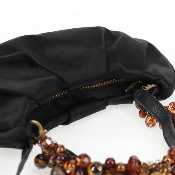 Salvatore Ferragamo Hand Bag Satin Black Auth 118774V