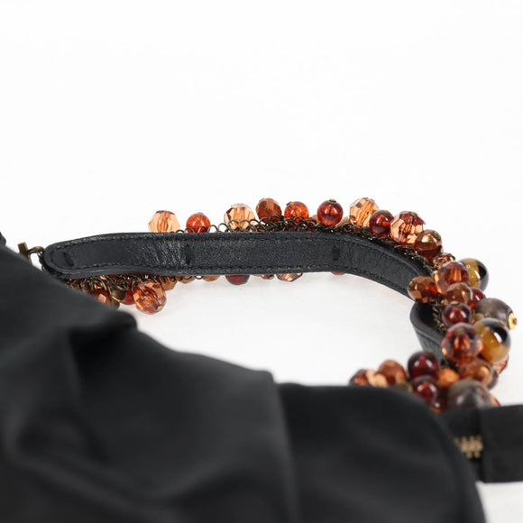 Salvatore Ferragamo Hand Bag Satin Black Auth 118774V