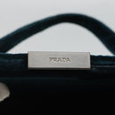 PRADA Tote Bag Velor Navy Silver Auth 118778-10
