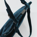 PRADA Tote Bag Velor Navy Silver Auth 118778-6