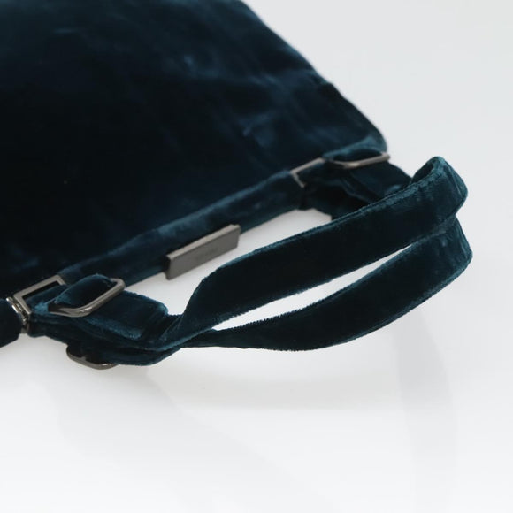 PRADA Tote Bag Velor Navy Silver Auth 118778