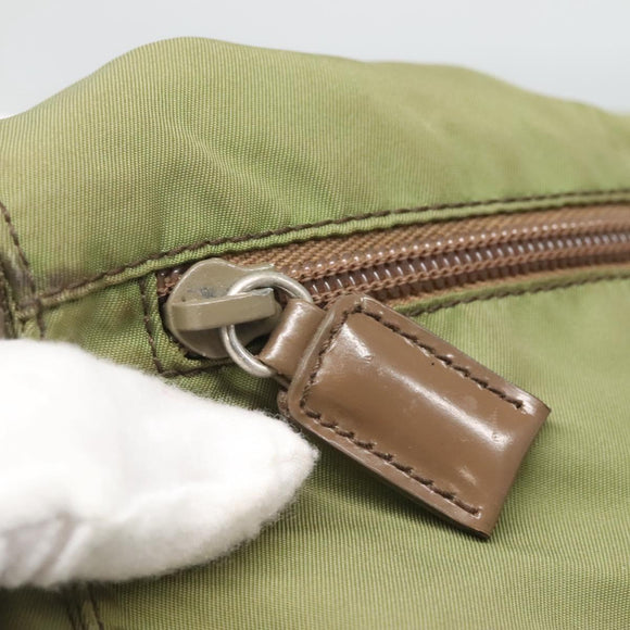 PRADA Shoulder Bag Nylon Khaki Silver Auth 118779