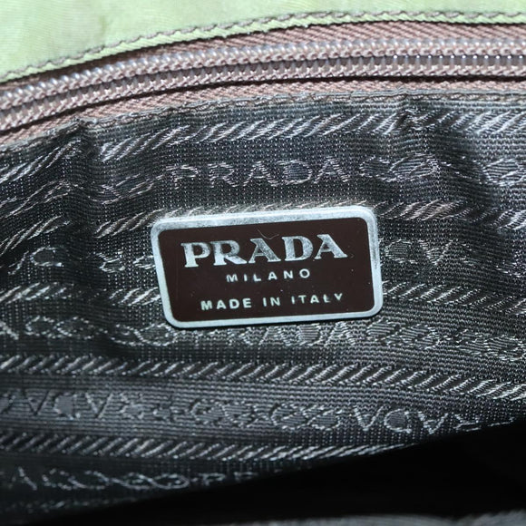 PRADA Shoulder Bag Nylon Khaki Silver Auth 118779