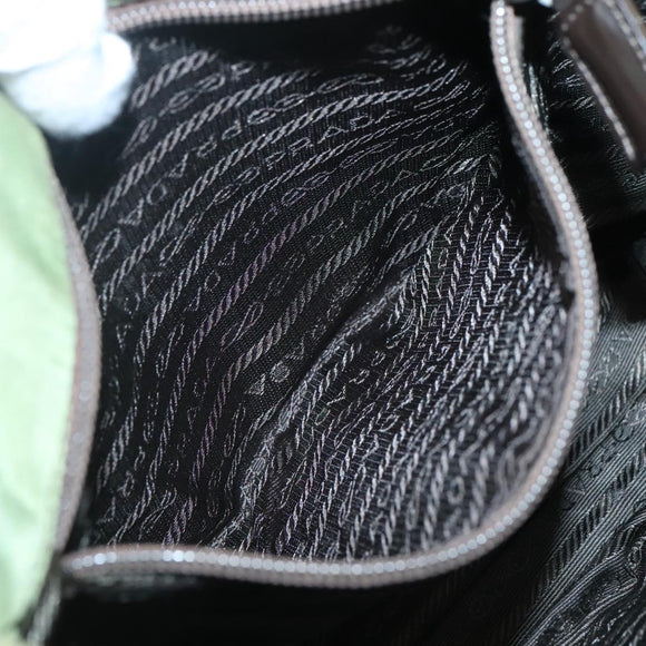 PRADA Shoulder Bag Nylon Khaki Silver Auth 118779