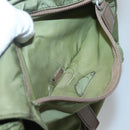 PRADA Shoulder Bag Nylon Khaki Silver Auth 118779-23
