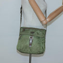 PRADA Shoulder Bag Nylon Khaki Silver Auth 118779-25