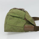 PRADA Shoulder Bag Nylon Khaki Silver Auth 118779-5