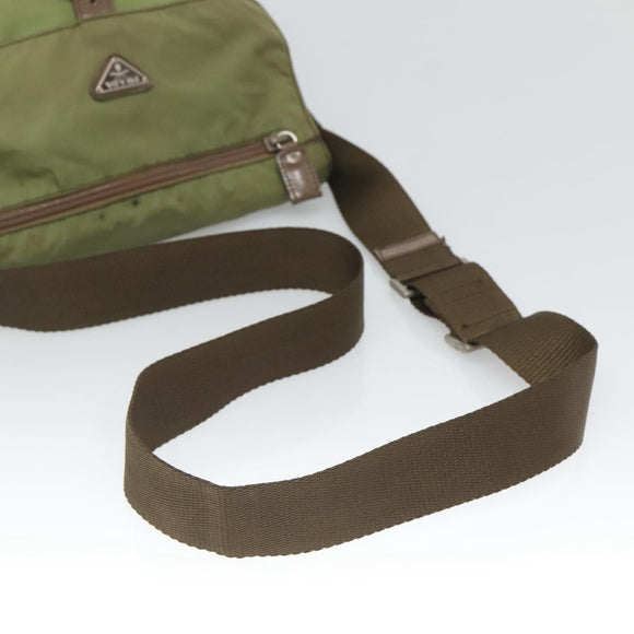 PRADA Shoulder Bag Nylon Khaki Silver Auth 118779