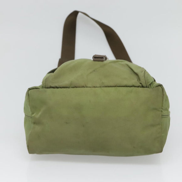 PRADA Shoulder Bag Nylon Khaki Silver Auth 118779