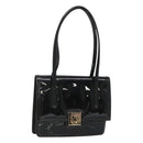 Salvatore Ferragamo Gancini Hand Bag Patent leather Black Gold Auth 118783-1
