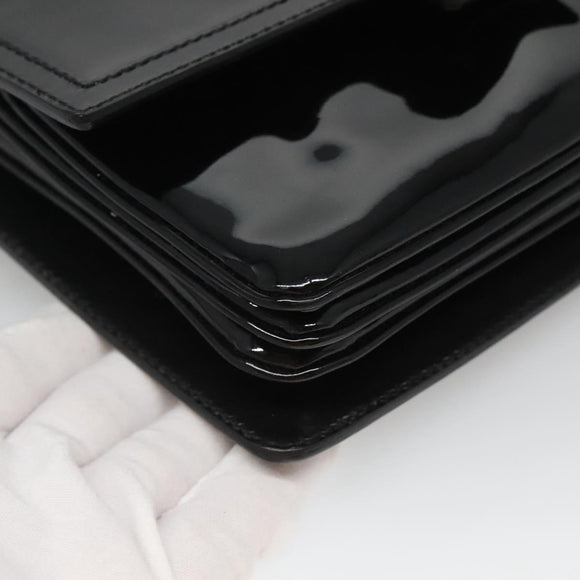 Salvatore Ferragamo Gancini Hand Bag Patent leather Black Gold Auth 118783