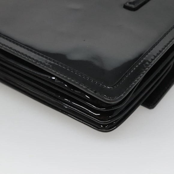 Salvatore Ferragamo Gancini Hand Bag Patent leather Black Gold Auth 118783