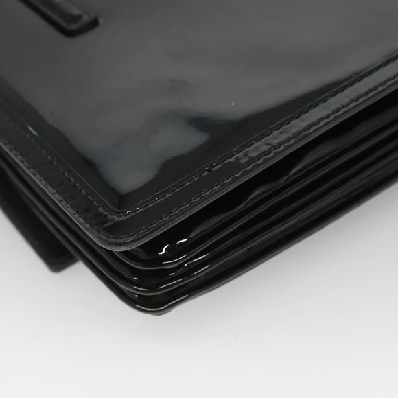 Salvatore Ferragamo Gancini Hand Bag Patent leather Black Gold Auth 118783