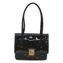 Salvatore Ferragamo Gancini Hand Bag Patent leather Black Gold Auth 118783-13