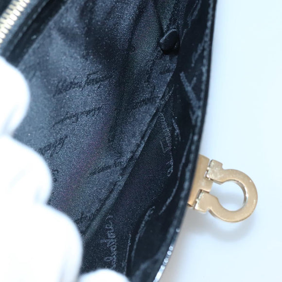 Salvatore Ferragamo Gancini Hand Bag Patent leather Black Gold Auth 118783