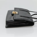 Salvatore Ferragamo Gancini Hand Bag Patent leather Black Gold Auth 118783-4
