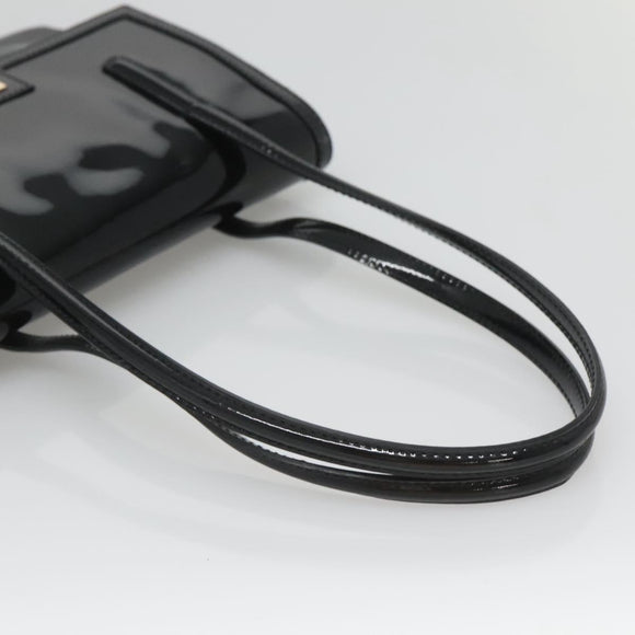 Salvatore Ferragamo Gancini Hand Bag Patent leather Black Gold Auth 118783