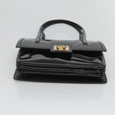 Salvatore Ferragamo Gancini Hand Bag Patent leather Black Gold Auth 118783-5