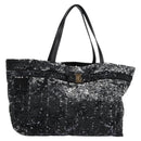 Salvatore Ferragamo Sequin Tote Bag Nylon Black Auth 118787V-1