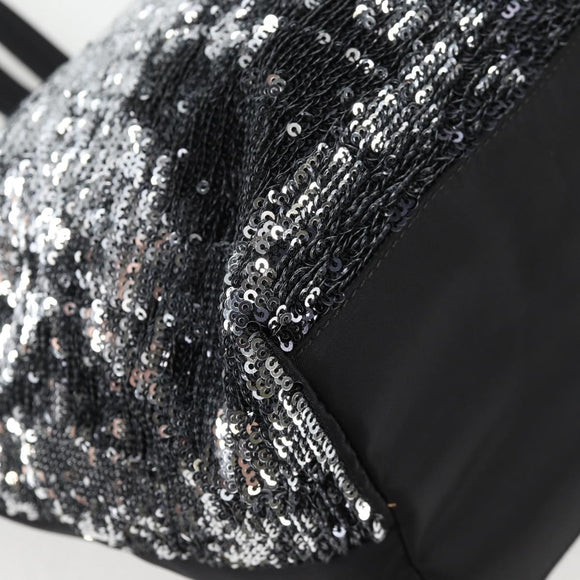 Salvatore Ferragamo Sequin Tote Bag Nylon Black Auth 118787V