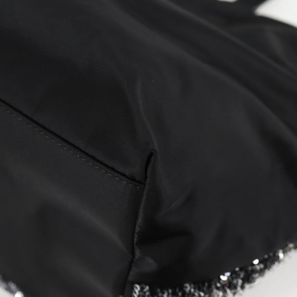 Salvatore Ferragamo Sequin Tote Bag Nylon Black Auth 118787V