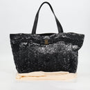 Salvatore Ferragamo Sequin Tote Bag Nylon Black Auth 118787V-12
