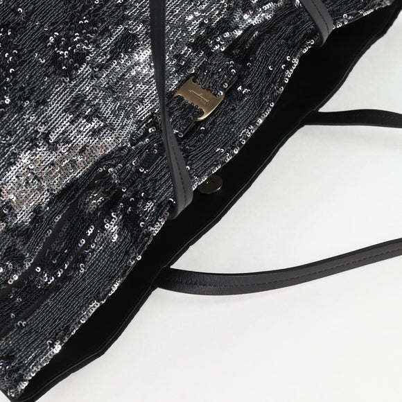 Salvatore Ferragamo Sequin Tote Bag Nylon Black Auth 118787V