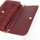 CARTIER Chain Shoulder Bag Suede Leather Red Gold Auth 118790V-10