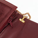 CARTIER Chain Shoulder Bag Suede Leather Red Gold Auth 118790V-19