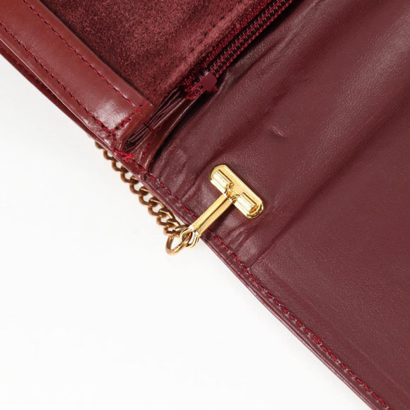 CARTIER Chain Shoulder Bag Suede Leather Red Gold Auth 118790V