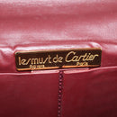 CARTIER Chain Shoulder Bag Suede Leather Red Gold Auth 118790V-21