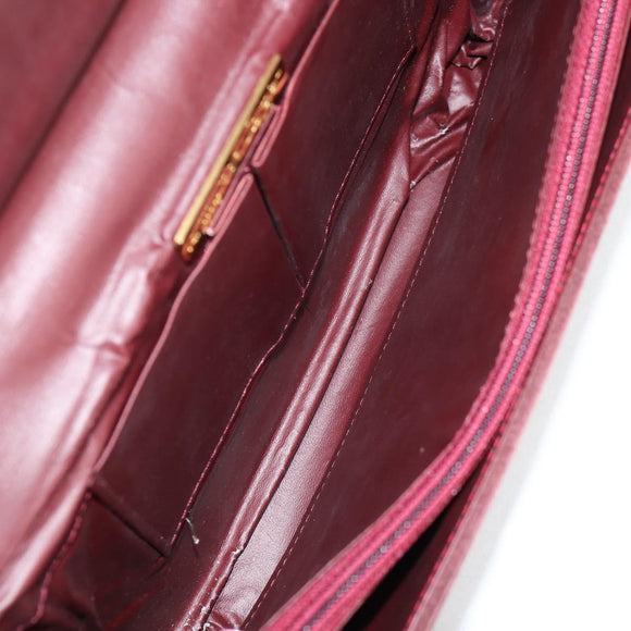 CARTIER Chain Shoulder Bag Suede Leather Red Gold Auth 118790V