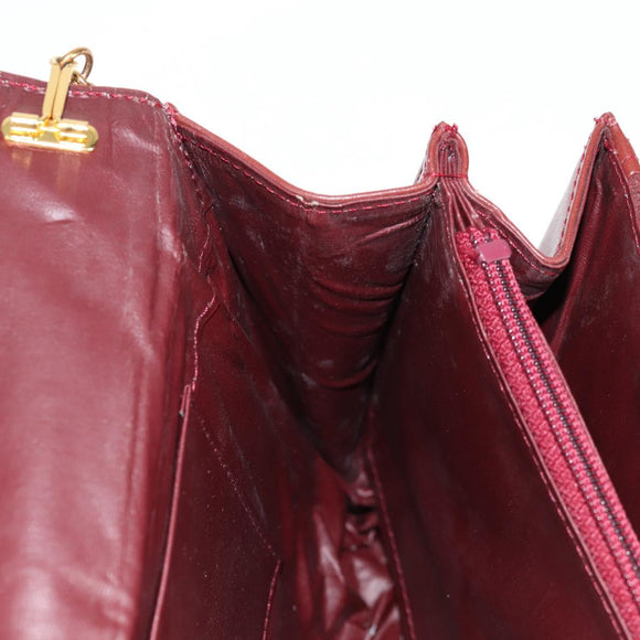 CARTIER Chain Shoulder Bag Suede Leather Red Gold Auth 118790V