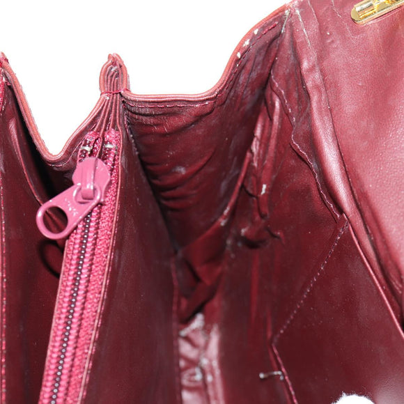 CARTIER Chain Shoulder Bag Suede Leather Red Gold Auth 118790V