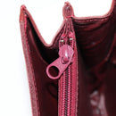 CARTIER Chain Shoulder Bag Suede Leather Red Gold Auth 118790V-24